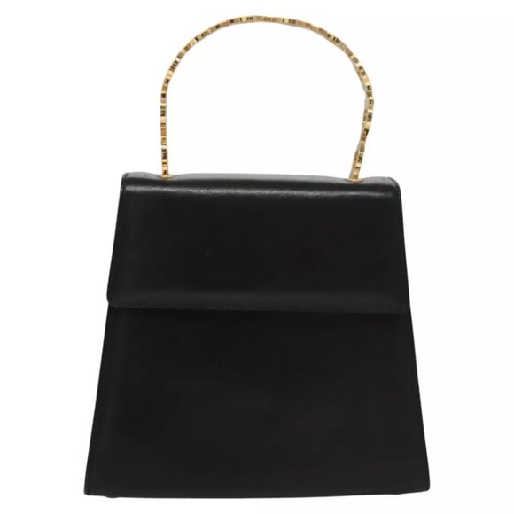 Salvatore Ferragamo Gancini Hand Bag Leather Black